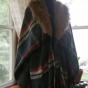 Fur lined cape